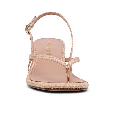 madden girl Carlley Women's Woven Kitten Heel Slingback Sandals