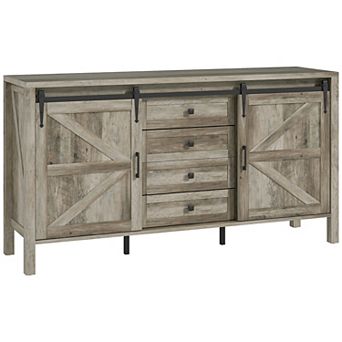 HOMCOM Farmhouse Sideboard Buffet Cabinet with Sliding Barn Doors