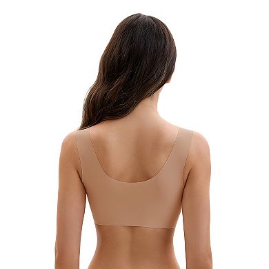 3 Packs Women's Front Closure Full Coverage Vest Wirefree Wave Trim U Back Soft Bras