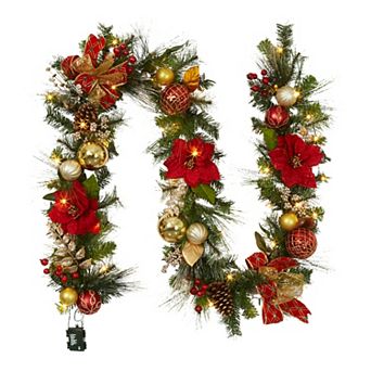 Prelit Christmas Garland for Mantle, for Fireplace Front Door Stairs Railing