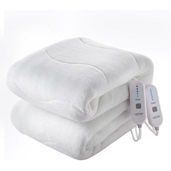 Dual Control Mattress, Plush Coral Fleece Electric Blanket with 4 Temp Settings & 10H Auto Shut-Off