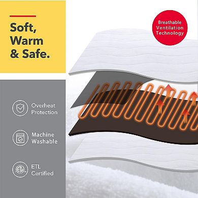 Dual Control Mattress, Plush Coral Fleece Electric Blanket with 4 Temp Settings & 10H Auto Shut-Off
