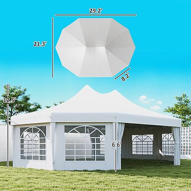Outsunny 29ft x 21' Canopy Party Event Tent w/ 2 Pull-Back Doors & 8 Windows