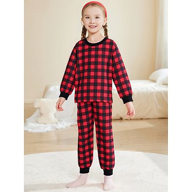 Children's Family Matching Pajama Sets Buffalo Long Sleeve Top and Pants with Pockets 2pc Sleepwear