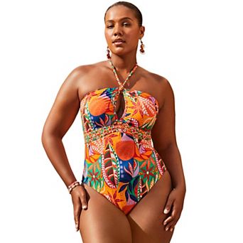 Swimsuits for All Women's Braided Bandeau One Piece Swimsuit