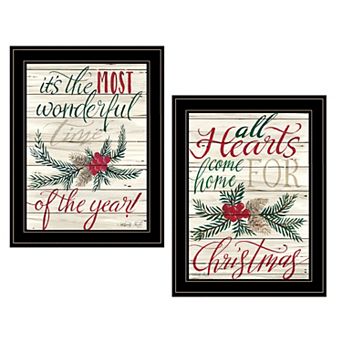 LOVMOR All Hearts Come Home for Christmas 2 pc Vignette Cindy Jacobs Black Frame