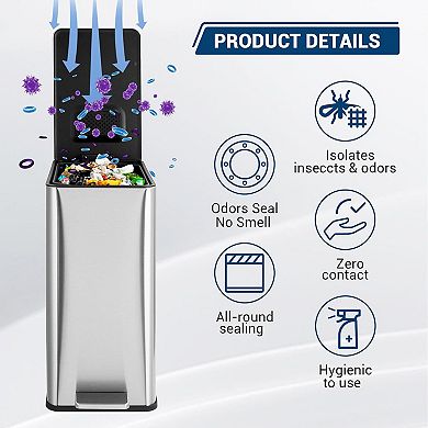 Fancihabor 4 Gallon Narrow Stainless Steel Waste Bin