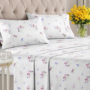 CGK Linens 4 pc Floral Sheet Set, With Vibrant Designs