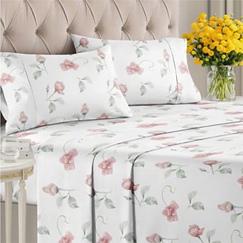 4 pc Floral Sheet Set Printed Pattern