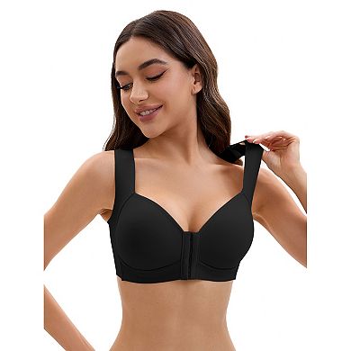 3 Packs Women's Front Closure Push Up Wirefree Wide Straps U Back Tank Bras