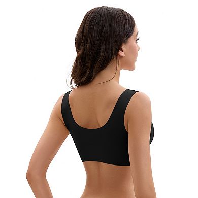 3 Packs Women's Front Closure Push Up Wirefree Wide Straps U Back Tank Bras