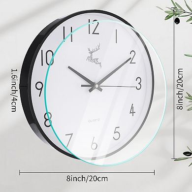 Wall Clock, Silent Non Ticking Battery Operated Modern Clocks for Office, Home 8"