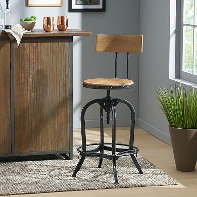 Farmhouse Adjustable Height Swivel Barstools for Home and Kitchen