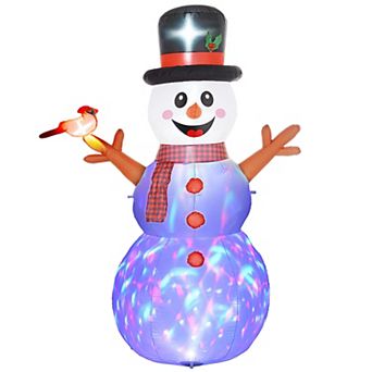 LOVMOR Outsunny 8ft Christmas Inflatable Snowman Branch Hands Rotating LED Decor