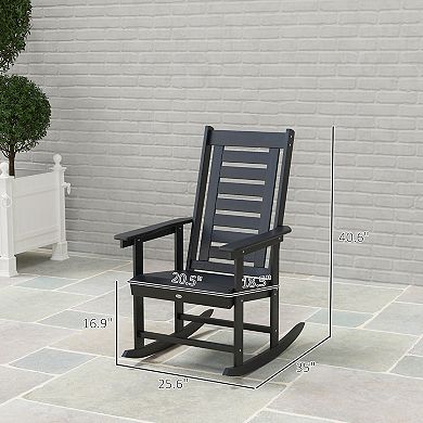 Outsunny 2 Outdoor Rocking Chairs, HDPE High Back Patio Rockers