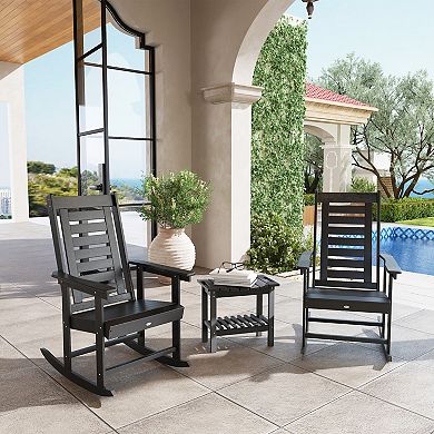 Outsunny 2 Outdoor Rocking Chairs, HDPE High Back Patio Rockers