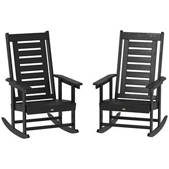 Outsunny 2 Outdoor Rocking Chairs, HDPE High Back Patio Rockers