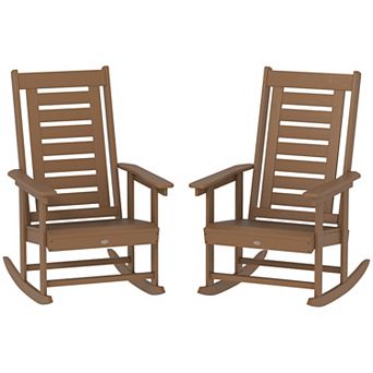 Outsunny 2 Outdoor Rocking Chairs, HDPE High Back Patio Rockers