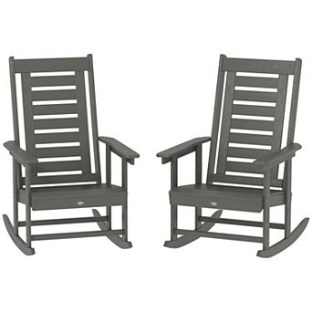 Outsunny 2 Outdoor Rocking Chairs, HDPE High Back Patio Rockers