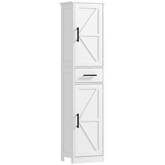 HOMCOM 67" Tall Bathroom Storage Cabinet, Narrow Bathroom Cabinet, Gray