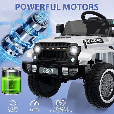 12V Kids Electric Truck with Parent Remote & 3 Speeds, Spring Suspension for Safe Rides, LED &Music