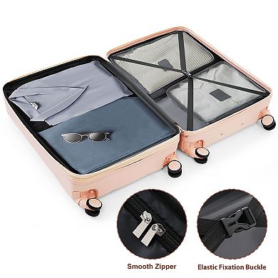 Whisen 3-Piece Hard Shell Luggage Set with Spinner Wheels, Textured Finish, Side Hooks, Cup Holder