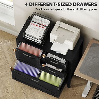 HOMCOM 4 Drawer File Cabinet Filing Cabinet for Letter/A4/Legal Files
