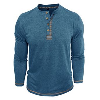 Men's Henley Long Sleeve Lightweight Casual Soft Tee