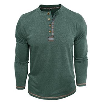 Men's Henley Long Sleeve Lightweight Casual Soft Tee