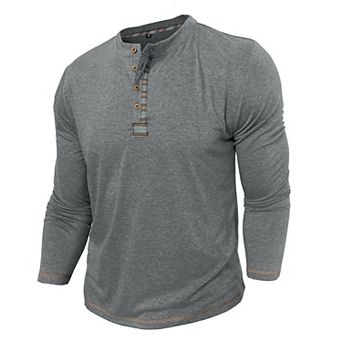 Men's Henley Long Sleeve Lightweight Casual Soft Tee
