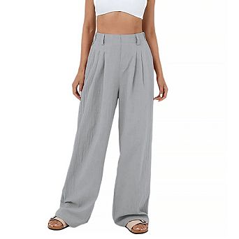 Women's Long Straight Wide Leg Pants Casual Loose High Waist Trousers