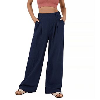 Women's Long Straight Wide Leg Pants Casual Loose High Waist Trousers