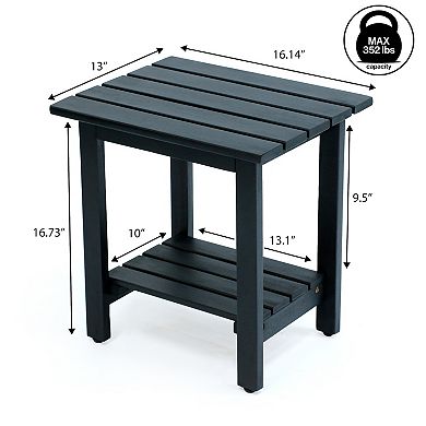 Kellie 16.1" Cottage Classic Slatted Solid Acacia Wood Indoor/Outdoor Side Table with Shelf