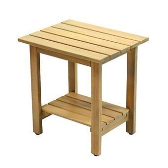 Kellie 16.1" Cottage Classic Slatted Solid Acacia Wood Indoor/Outdoor Side Table with Shelf