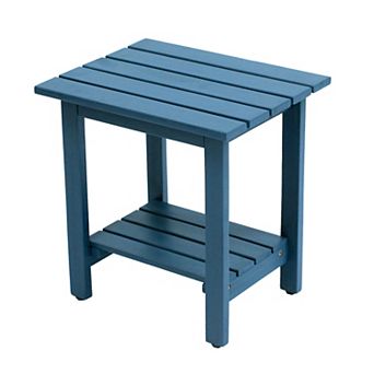 Kellie 16.1" Cottage Classic Slatted Solid Acacia Wood Indoor/Outdoor Side Table with Shelf