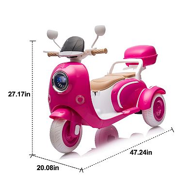 Whisen 12V Two-Seater Kids Electric Ride-On Trike with Storage and Safety Features