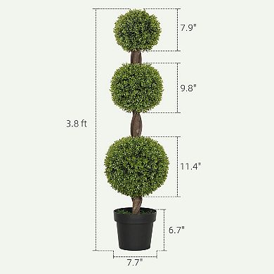 HOMCOM Set of 2 Decorative Artificial Plants Boxwood in Pots, 45.3 Inch