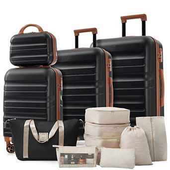 Whisen 13 pc Luggage Set, 12"/20"/24"/28" ABS Hardshell Suitcases, Duffel Bag and 8 Packing Cubes