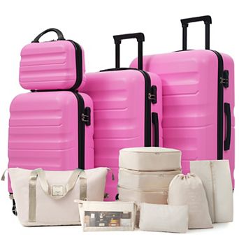Whisen 13 pc Luggage Set, 12"/20"/24"/28" ABS Hardshell Suitcases, Duffel Bag and 8 Packing Cubes