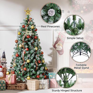 Pre-Decorated Holiday Christmas Tree for Home, Office,Party Decoration, Flocked Christmas Tree,PVC