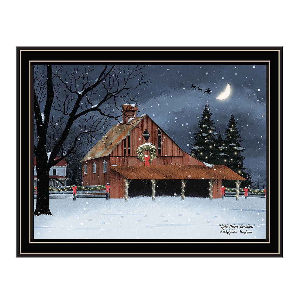 LOVMOR Decor 4U Night Before Christmas Black Framed Wall Art Billy Jacobs