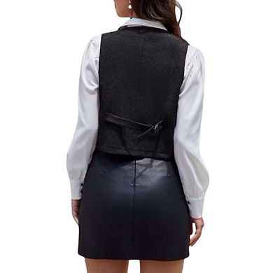 Women's Formal V-Neck Business Dress Suit Vest Corduroy Waistcoat