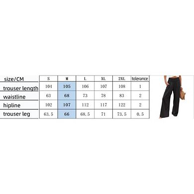 Women Linen Palazzo Pants Boho Wide Leg High Waist Casual Lounge Pant Beach Travel Vacation Outfits
