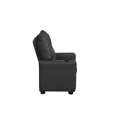 Chang Kids Recliner Chair, Built In Cupholder, Faux Leather