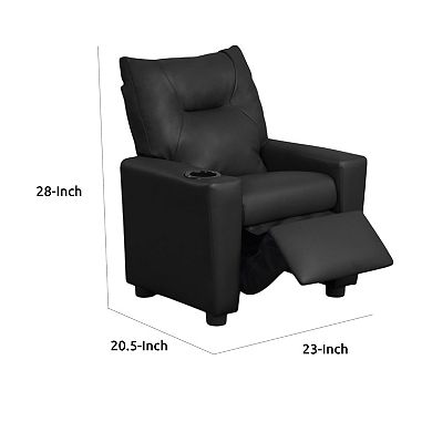 Chang Kids Recliner Chair, Built In Cupholder, Faux Leather