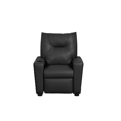 Chang Kids Recliner Chair, Built In Cupholder, Faux Leather