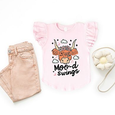 Mood Swings Cow - Flutter Sleeve Graphic T-Shirt