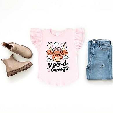 Mood Swings Cow - Flutter Sleeve Graphic T-Shirt