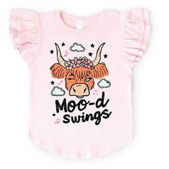 Mood Swings Cow - Flutter Sleeve Graphic T-Shirt