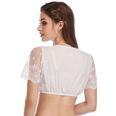 Women's Sweaterheart Short Sleeve Crop Top Oktoberfest Cotton German Bavarian Blouse